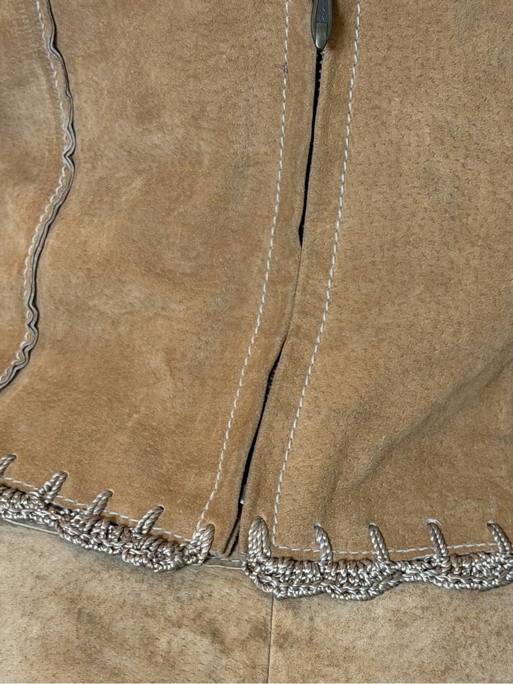 Y2K Wilson’s Leather Maxima Suede Denim Crochet Patchwork halter top size M - Picture 7 of 12